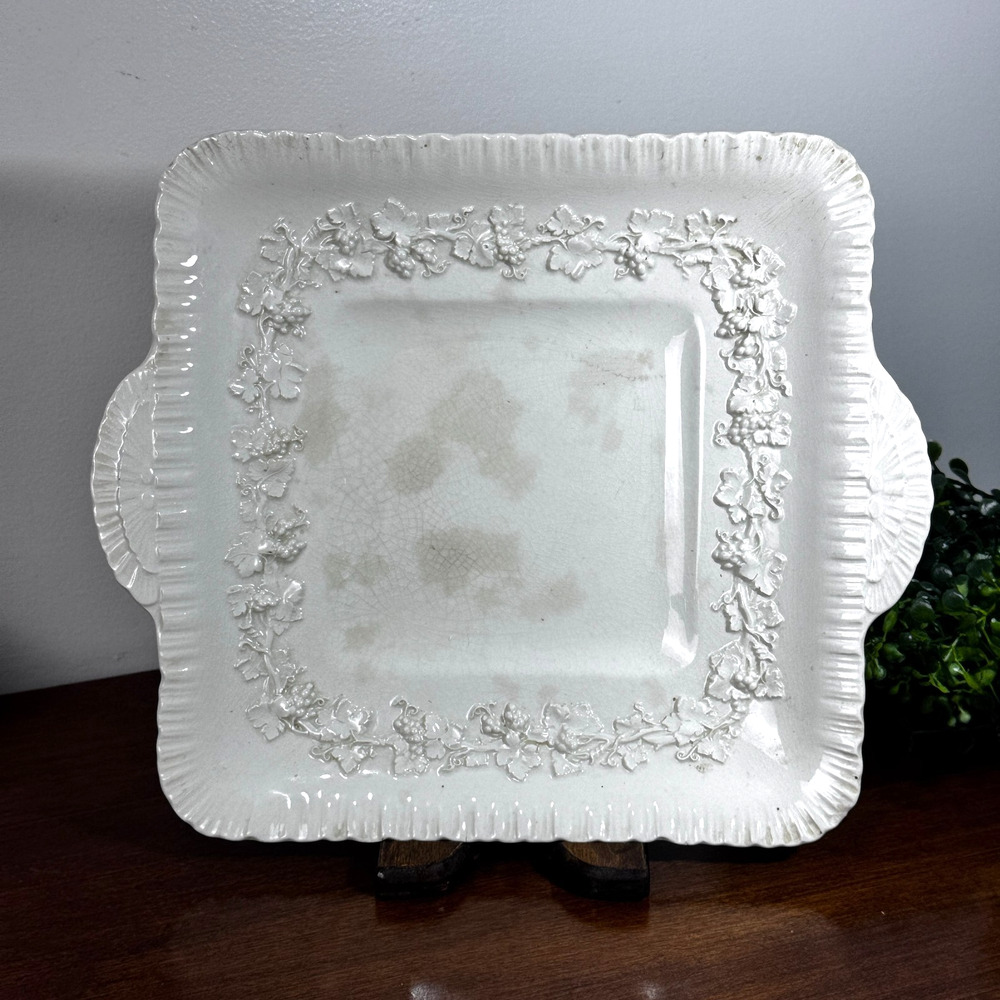 Vintage Wedgwood Queens Ware Cream Square Serving Platter Tray Cake Plate Toasty